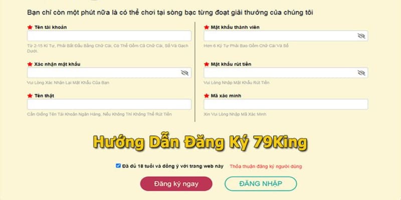 Ba bước đăng ký 79king siêu nhanh chóng